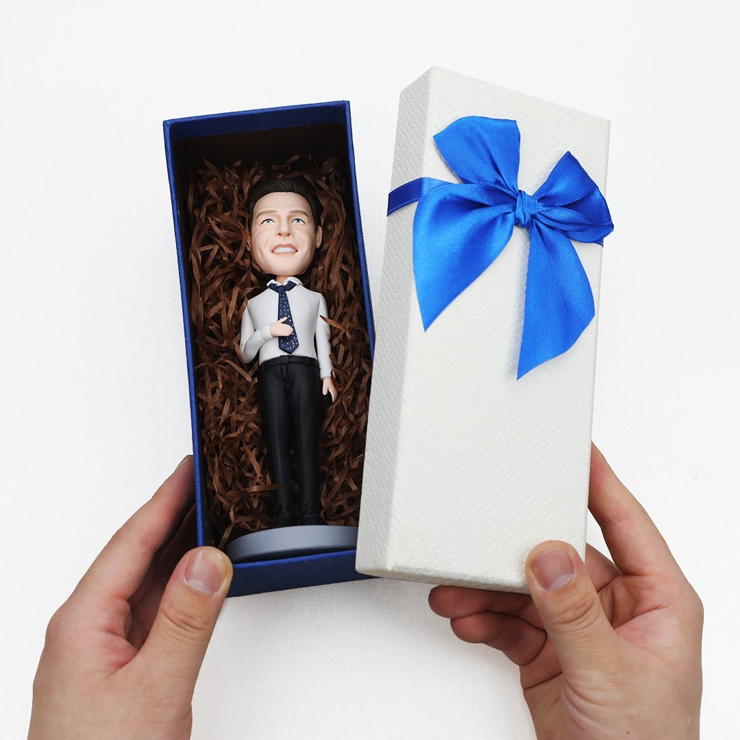 Barber With Chair Custom Bobblehead With Engraved Text