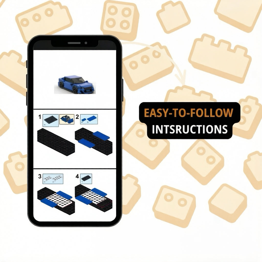 Custom Brick Car Model Kit - Handcrafted Sports Car Replica, Perfect Gift for Car Lovers