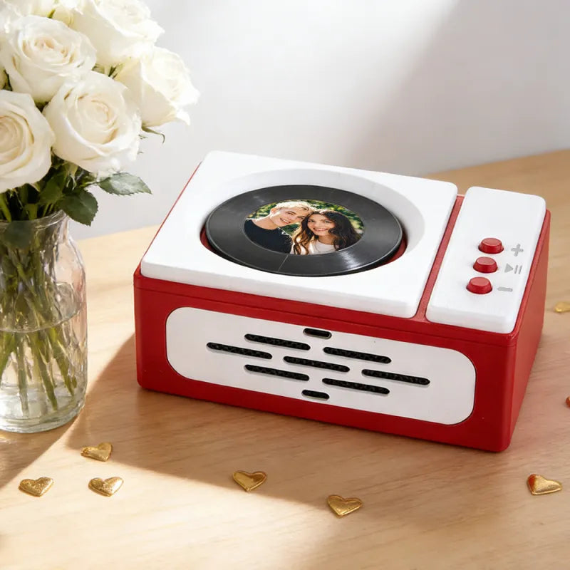 Personalized Mini Record Player with Custom Photo & Song - Unique Music Christmas Gift