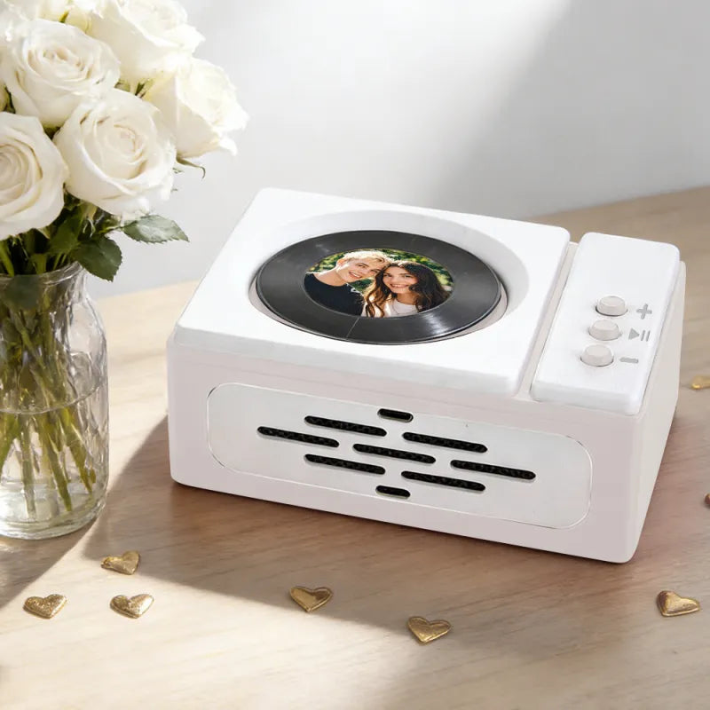 Personalized Mini Record Player with Custom Photo & Song - Unique Music Christmas Gift