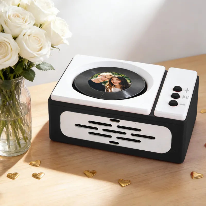 Personalized Mini Record Player with Custom Photo & Song - Unique Music Christmas Gift