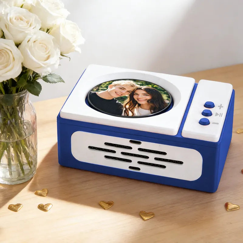 Personalized Mini Record Player with Custom Photo & Song - Unique Music Christmas Gift