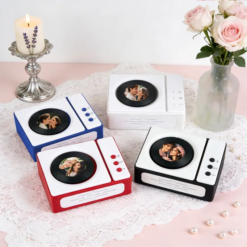 Personalized Mini Record Player with Custom Photo & Song - Unique Music Christmas Gift