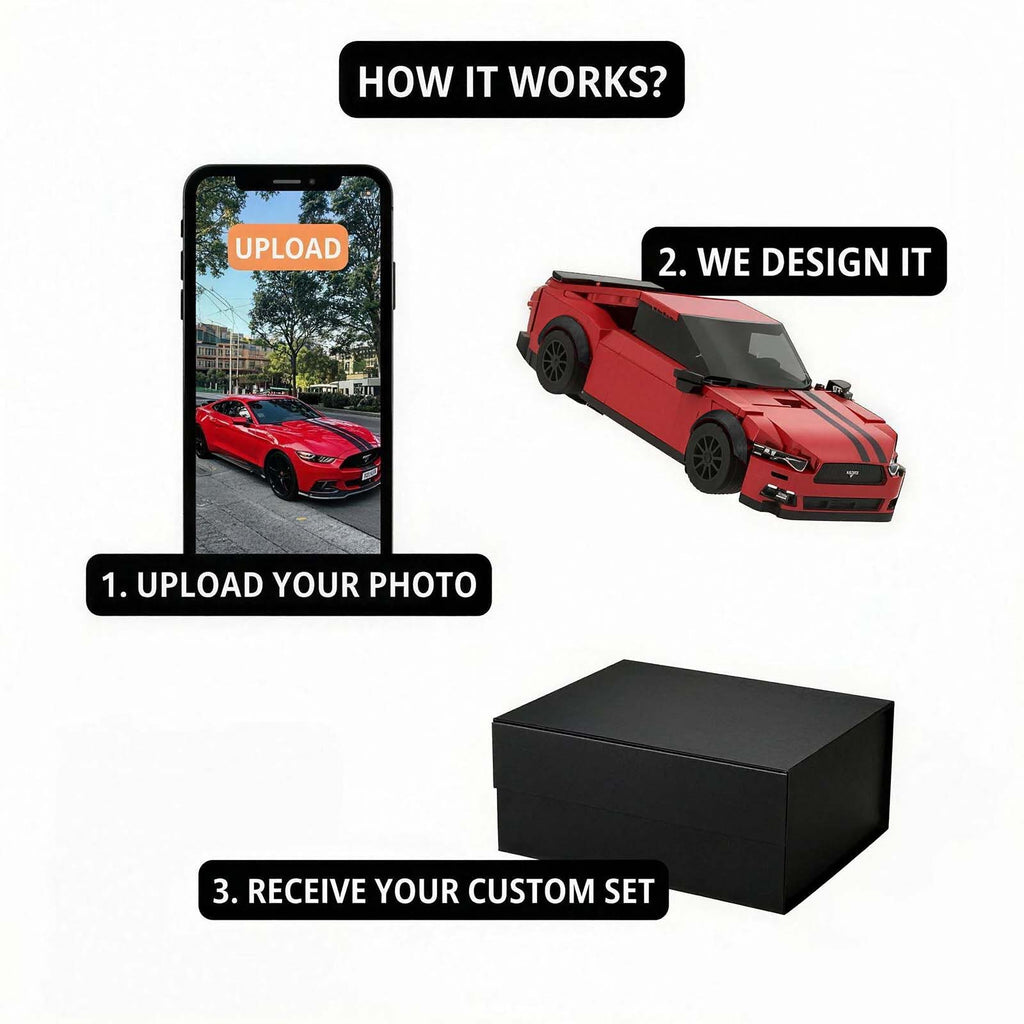 Custom Brick Car Model Kit - Handcrafted Sports Car Replica, Perfect Gift for Car Lovers