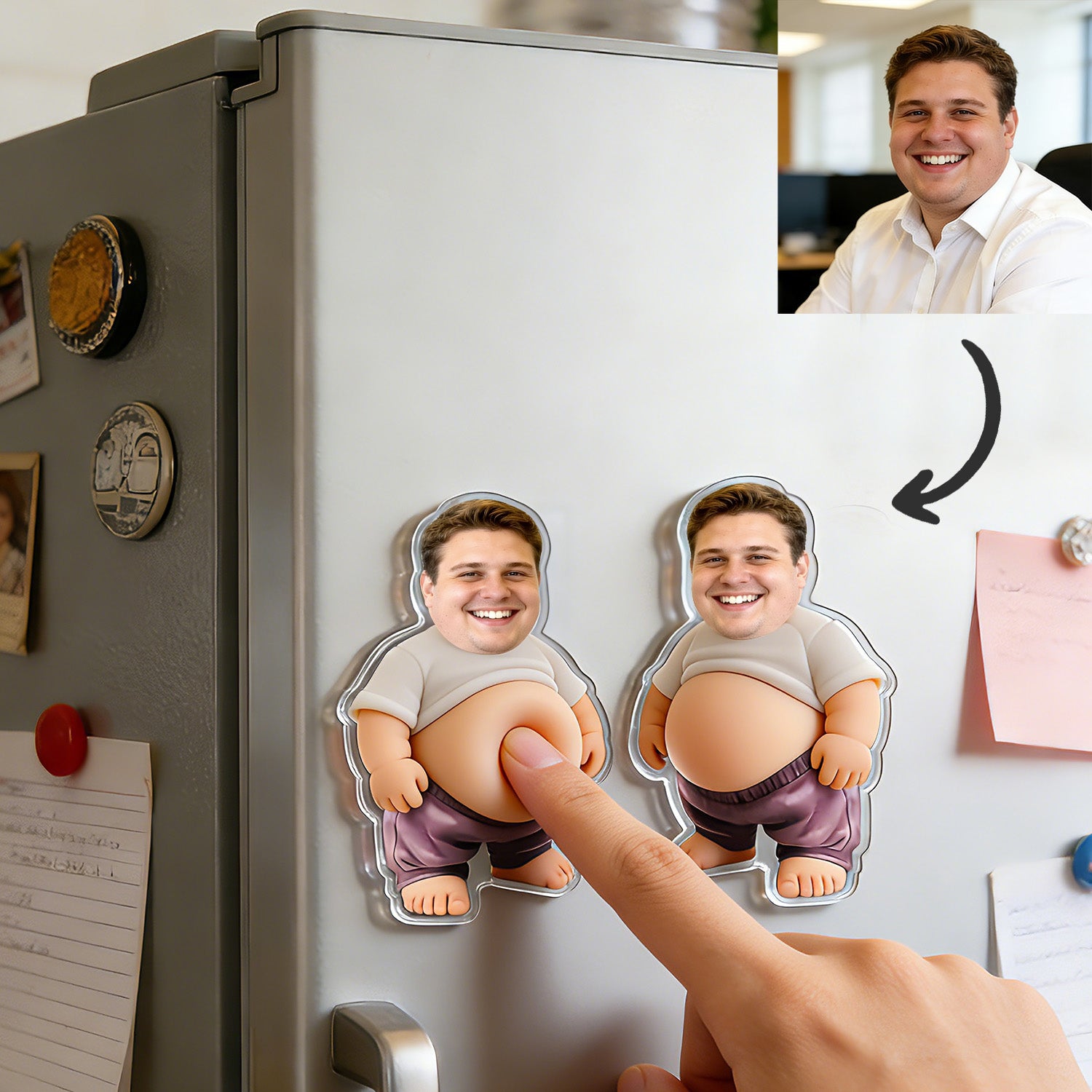 Custom Face Squishy Belly Anti-collision Sticker – Personalized Photo Sticker with Soft Squeeze Belly, Cute Funny Gift