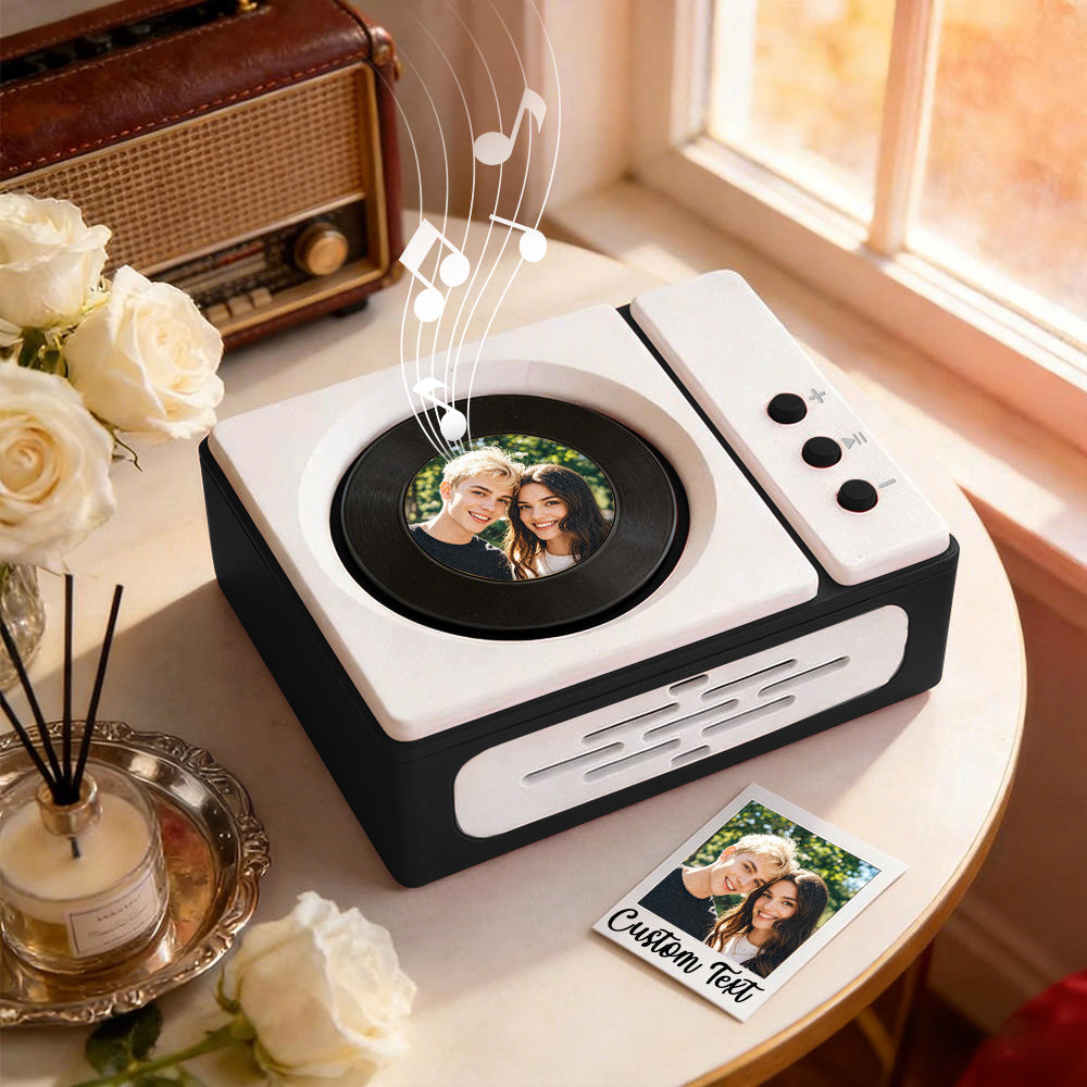 Personalized Mini Record Player with Custom Photo & Song - Unique Music Christmas Gift