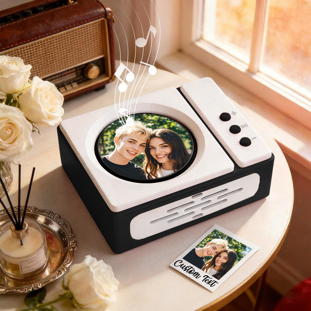 Personalized Mini Record Player with Custom Photo & Song - Unique Music Christmas Gift