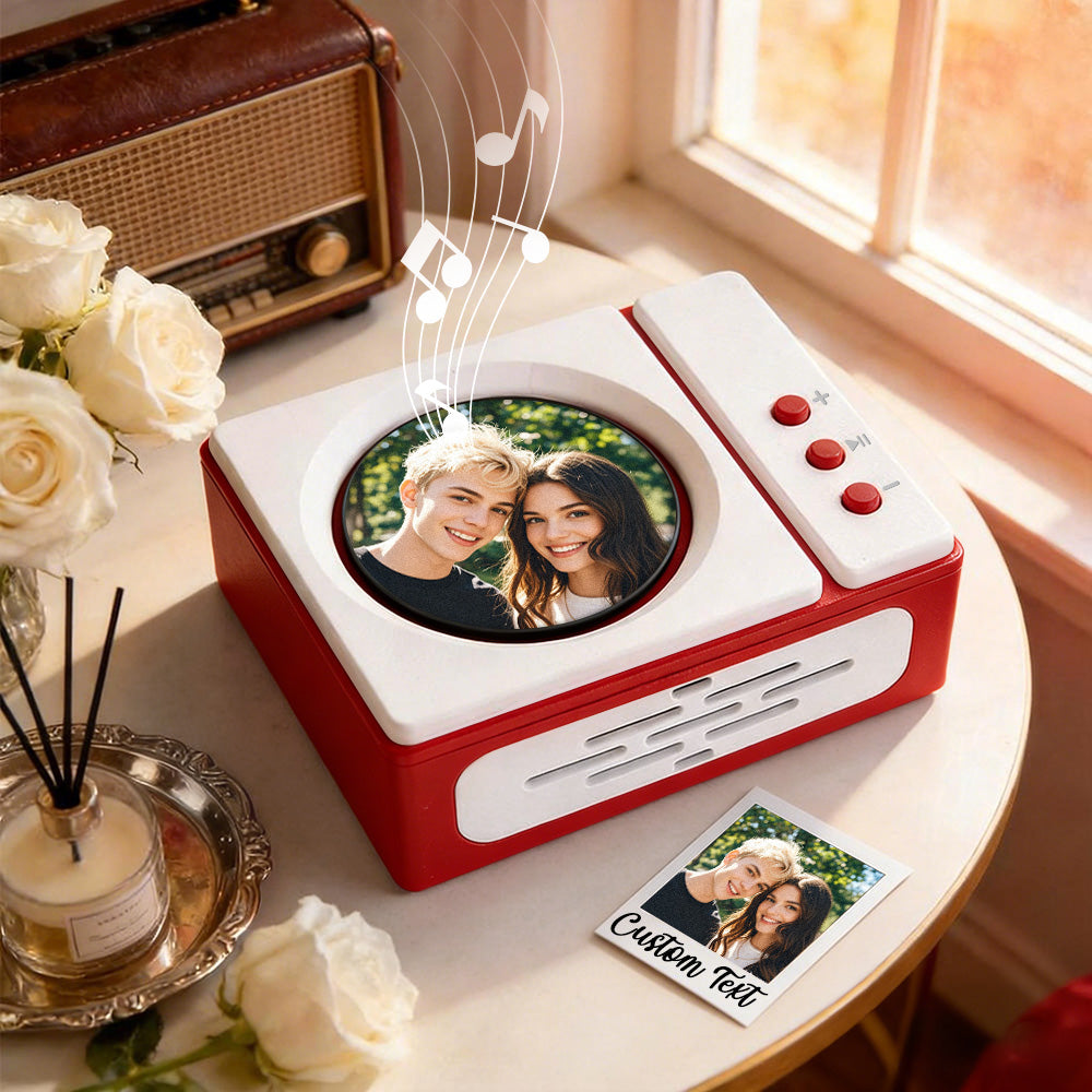 Personalized Mini Record Player with Custom Photo & Song - Unique Music Christmas Gift
