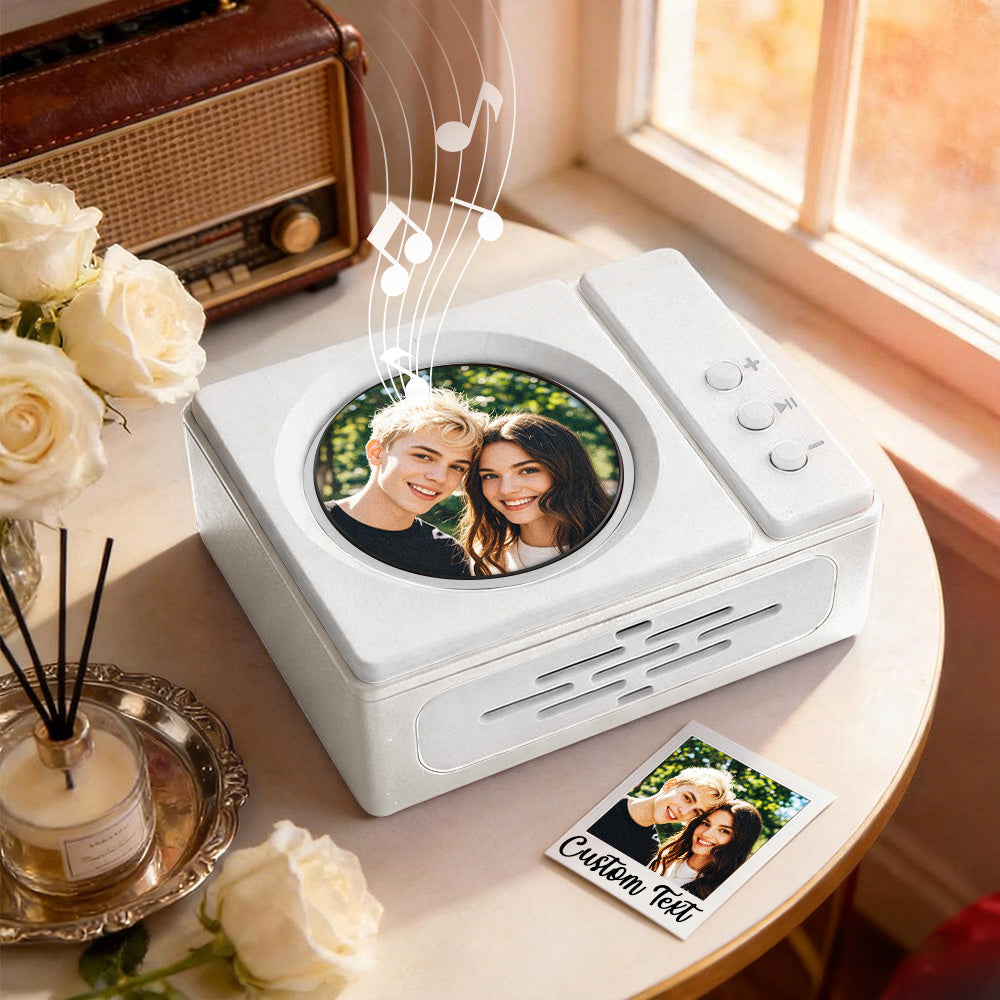 Personalized Mini Record Player with Custom Photo & Song - Unique Music Christmas Gift