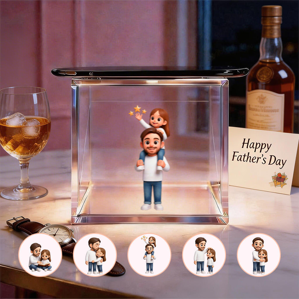 3D Cartoon Double-Person Hologram Video | Father's Day High-Transmittance Holographic Material Image Gift For DaD