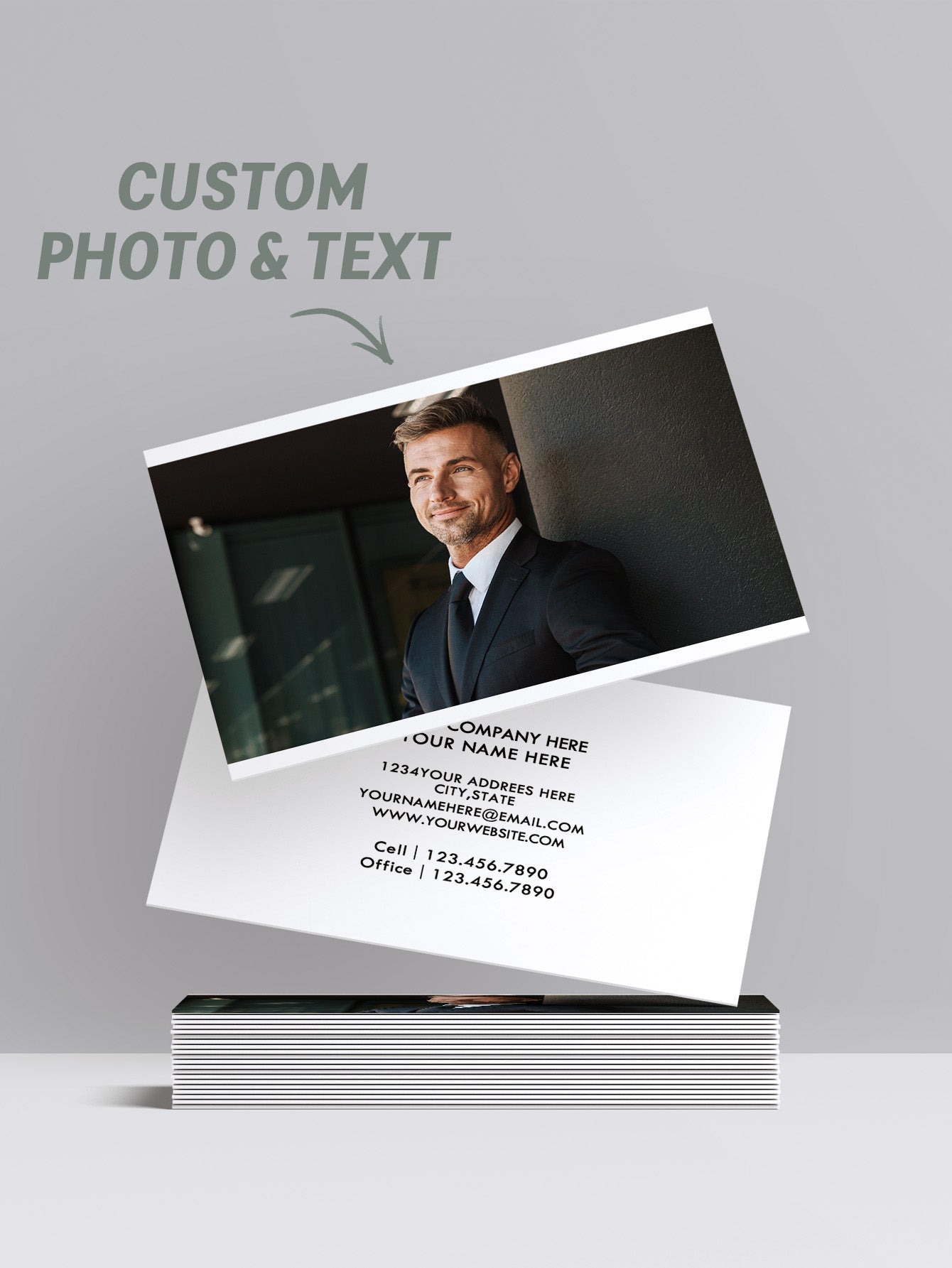 Custom Double-Sided Business Cards with Personalized Photos & Text Engraving