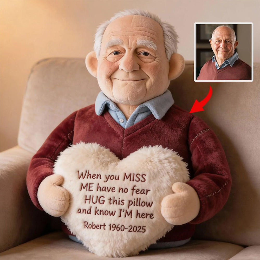 Personalized 3D Effect Memorial Hug Pillow – Custom Photo Pillow with Heart Message, Sympathy Gift for Loss & Remembrance