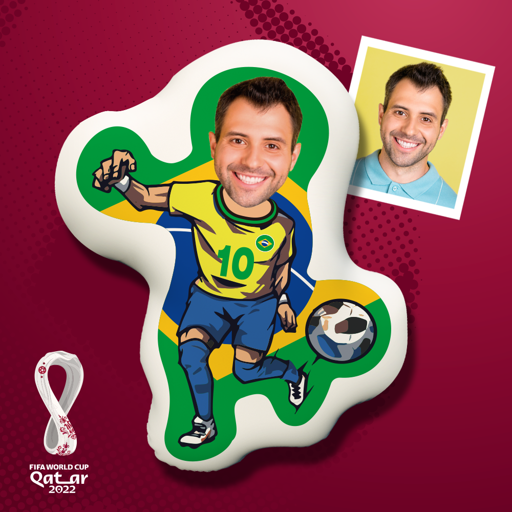 World Cup Minime Pillow Gift Custom Face Brazil, the Best Gift for Brazil Fans