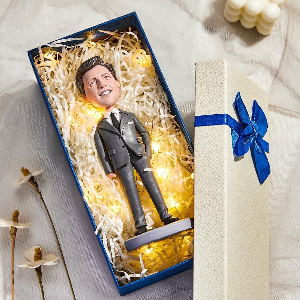Black Trench Coat Shelby Custom Bobblehead With Engraved Text