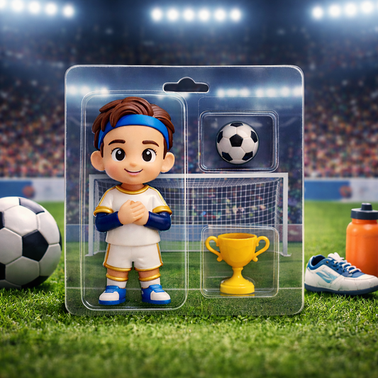Custom Soccer Player 3D Figure Gift Set with Ball & Trophy for Kids & Fans Football Fever Game Day World Cup