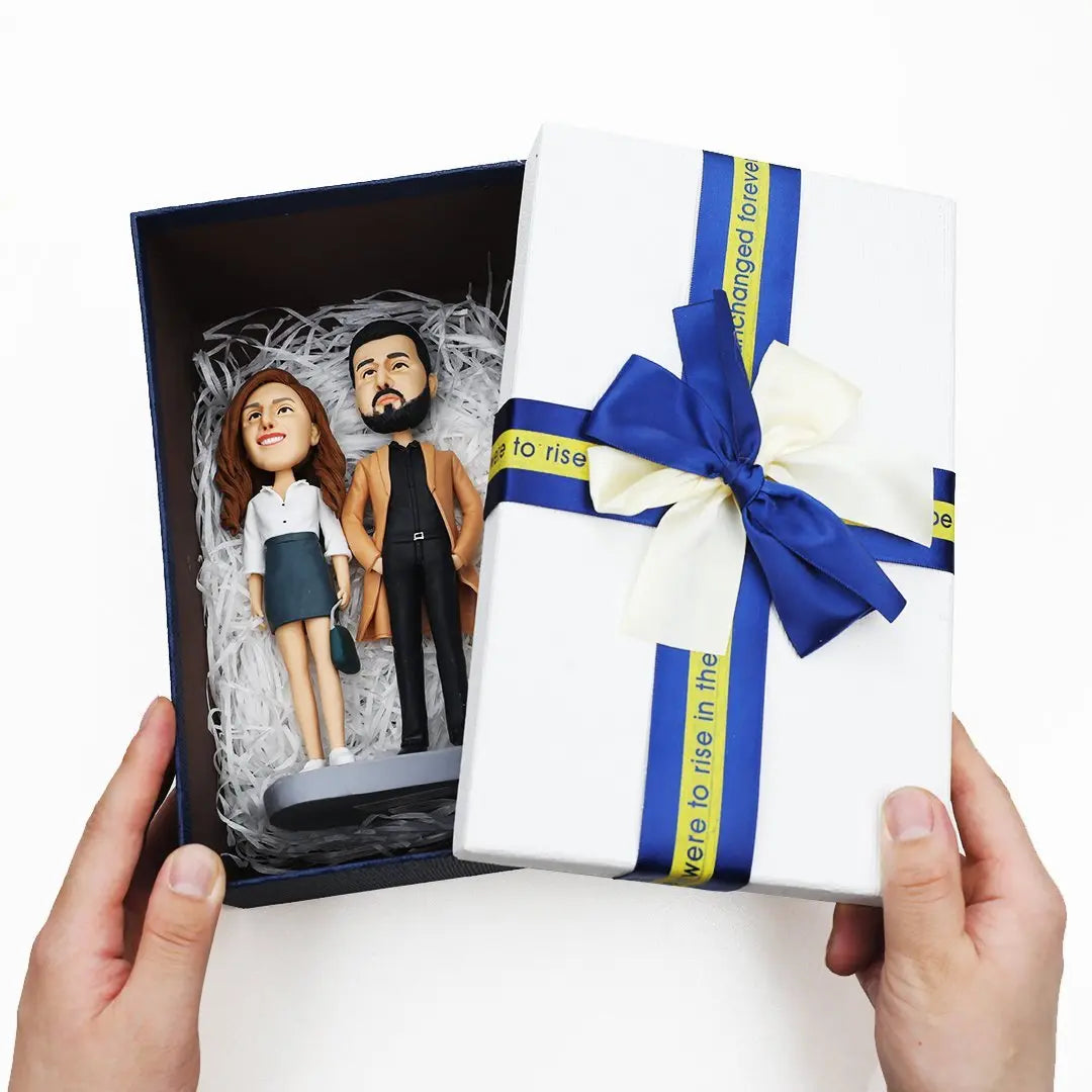 Fully Customizable Man or Women and Pet Custom Bobblehead With Engraved Text