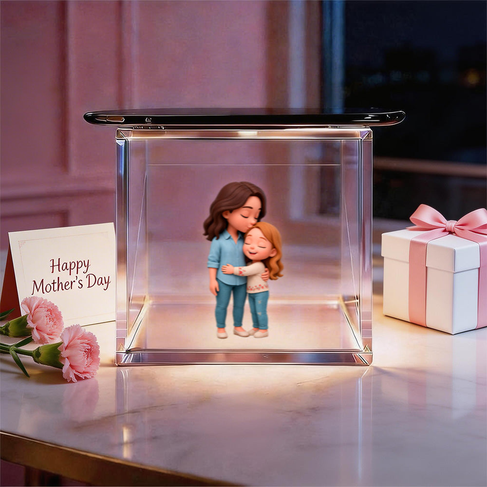 3D Cartoon Double-Person Hologram Video | Mother's Day High-Transmittance Holographic Material Image Gift