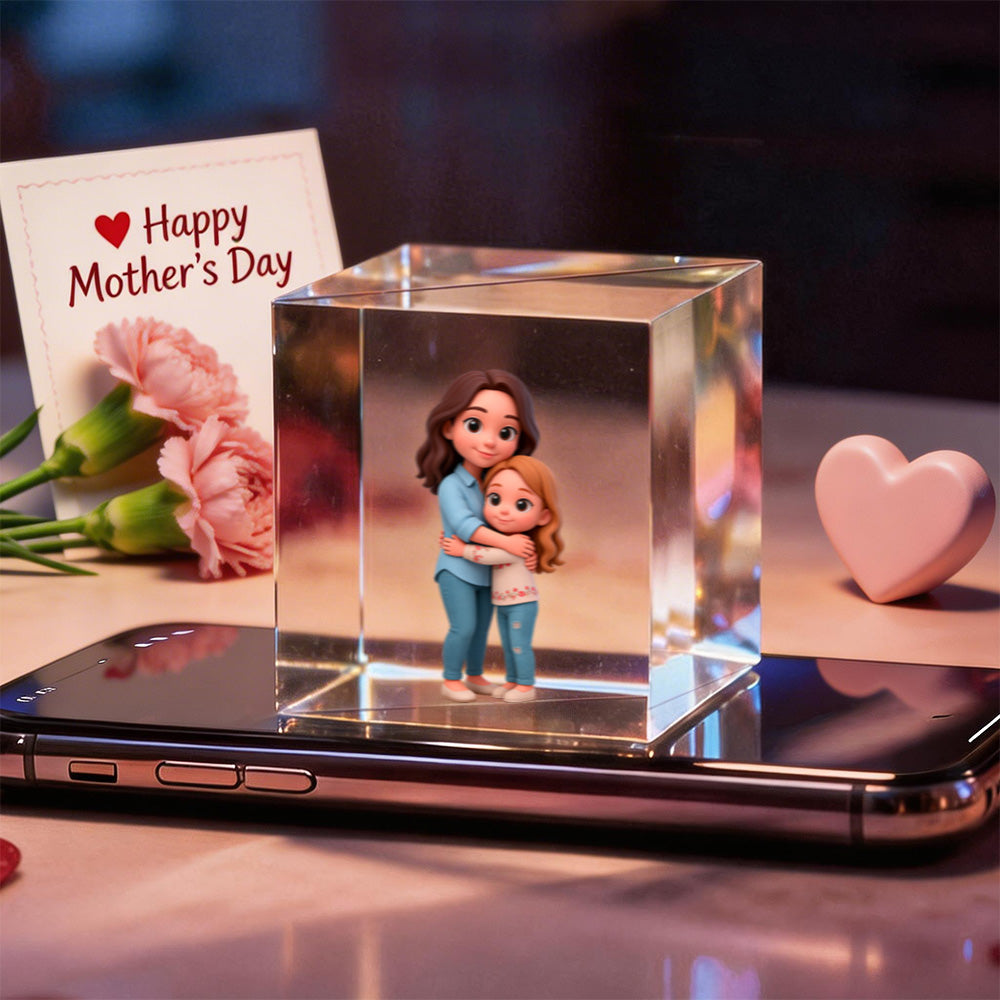 3D Cartoon Double-Person Hologram Video | Mother's Day High-Transmittance Holographic Material Image Gift