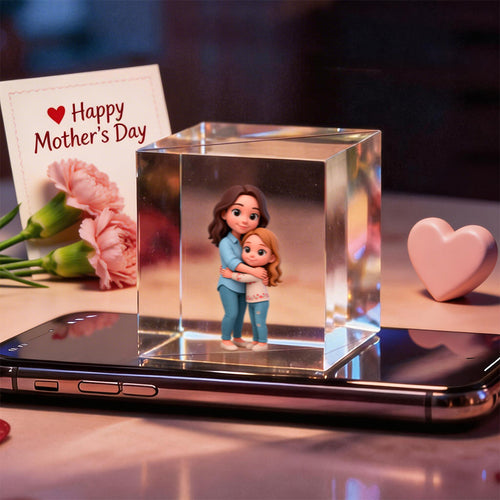 3D Cartoon Double-Person Hologram Video | Mother's Day High-Transmittance Holographic Material Image Gift