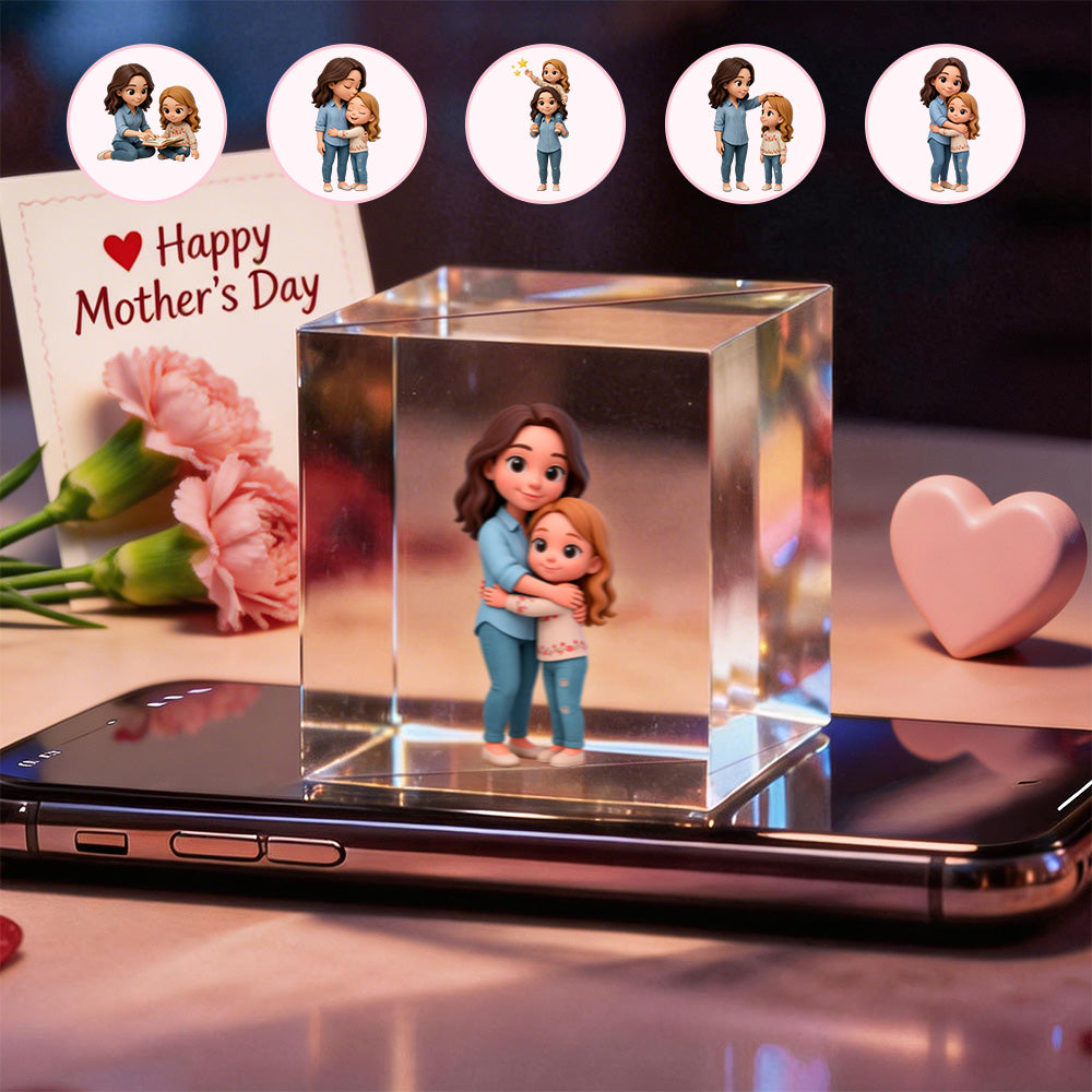 3D Cartoon Double-Person Hologram Video | Mother's Day High-Transmittance Holographic Material Image Gift